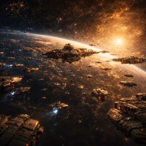 Космический флот над планетой