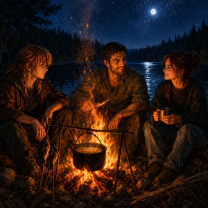 Костёр у озера